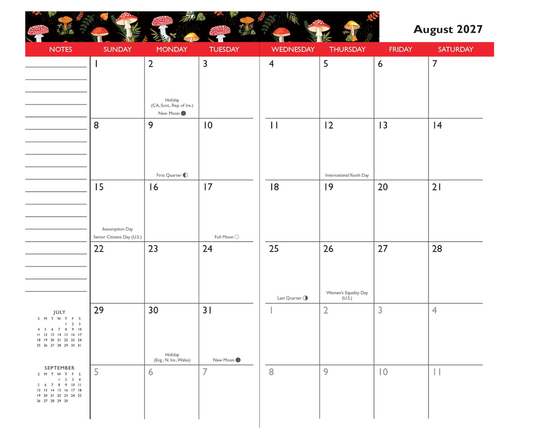 Peter Pauper Press 2027-28 2 Year Pocket Planner - Mushrooms