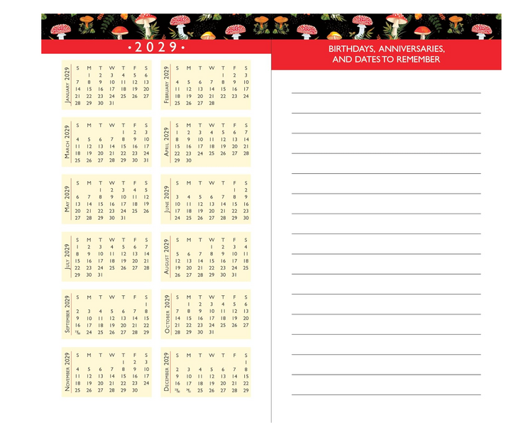 Peter Pauper Press 2027-28 2 Year Pocket Planner - Mushrooms