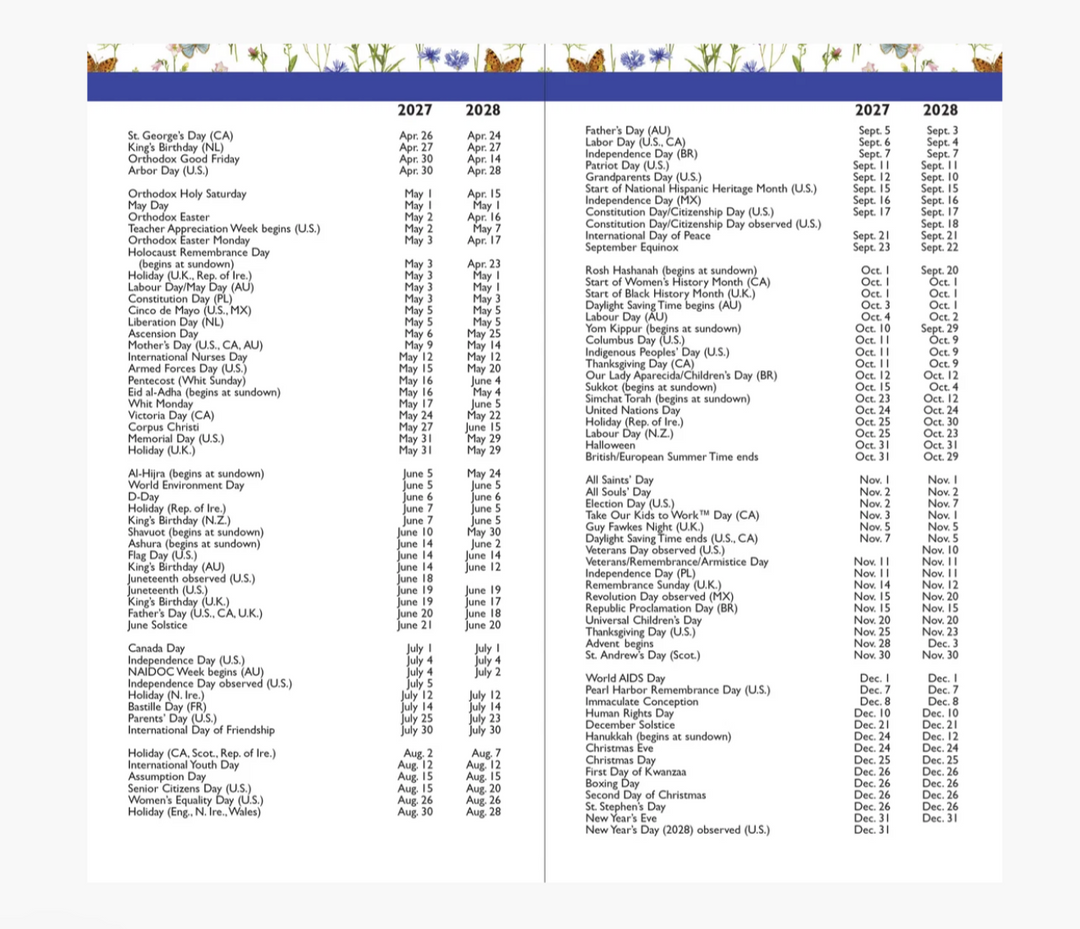 Peter Pauper Press 2027-28 2 Year Pocket Planner - Wildflower Garden