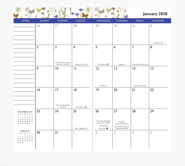 Peter Pauper Press 2027-28 2 Year Pocket Planner - Wildflower Garden
