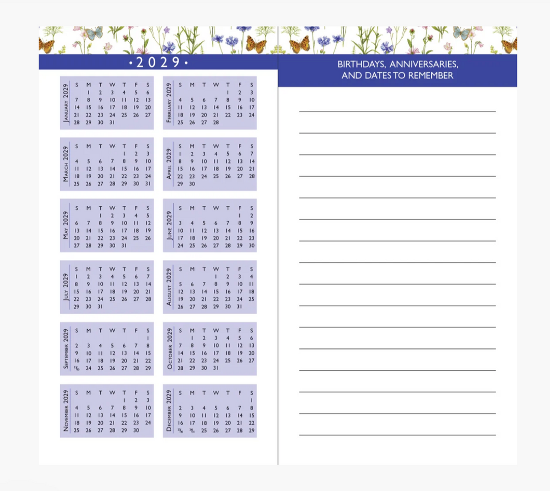 Peter Pauper Press 2027-28 2 Year Pocket Planner - Wildflower Garden