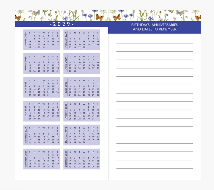 Peter Pauper Press 2027-28 2 Year Pocket Planner - Wildflower Garden