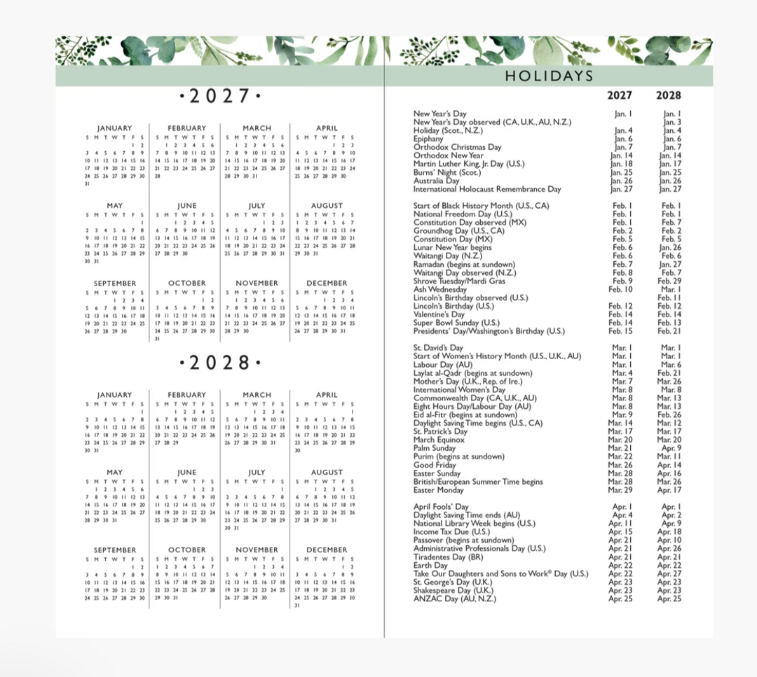 Peter Pauper Press 2027-28 2 Year Pocket Planner - Eucalyptus