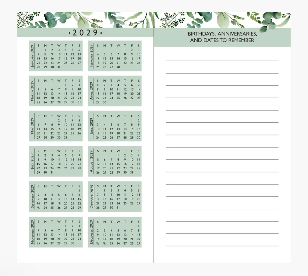 Peter Pauper Press 2027-28 2 Year Pocket Planner - Eucalyptus