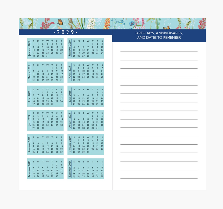 Peter Pauper Press 2027-28 2 Year Pocket Planner - Blooms & Butterflies