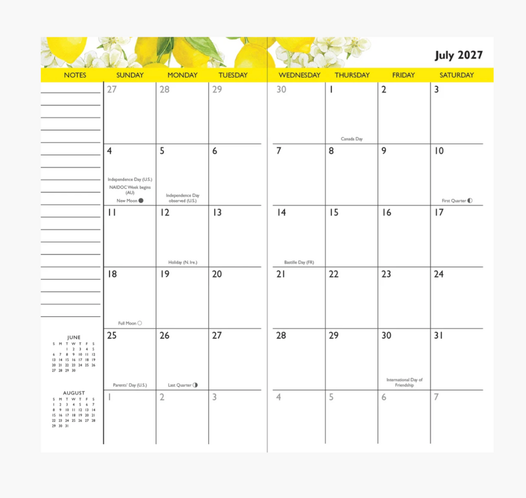Peter Pauper Press 2027-28 2 Year Pocket Planner - Amalfi Lemons
