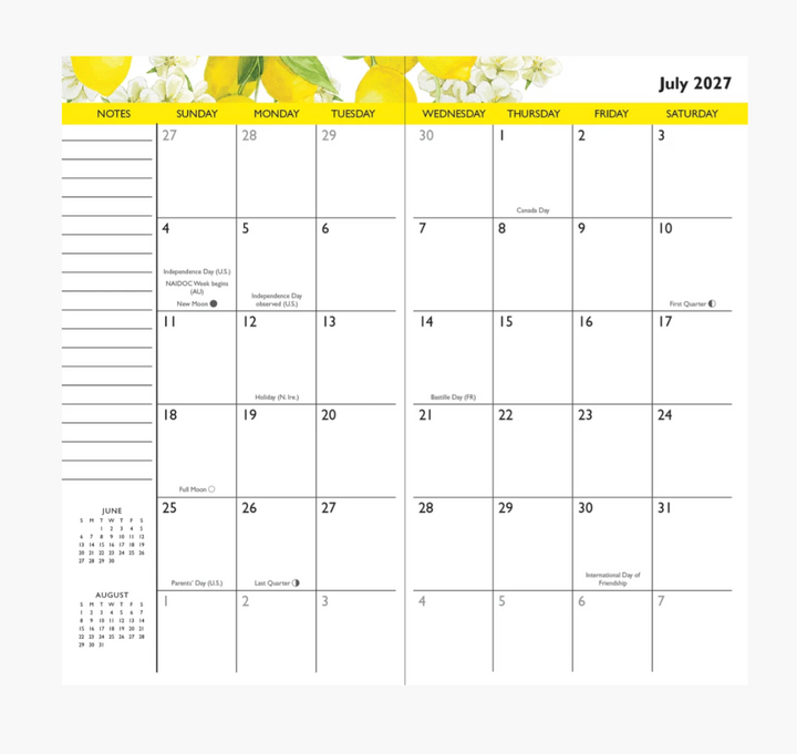 Peter Pauper Press 2027-28 2 Year Pocket Planner - Amalfi Lemons