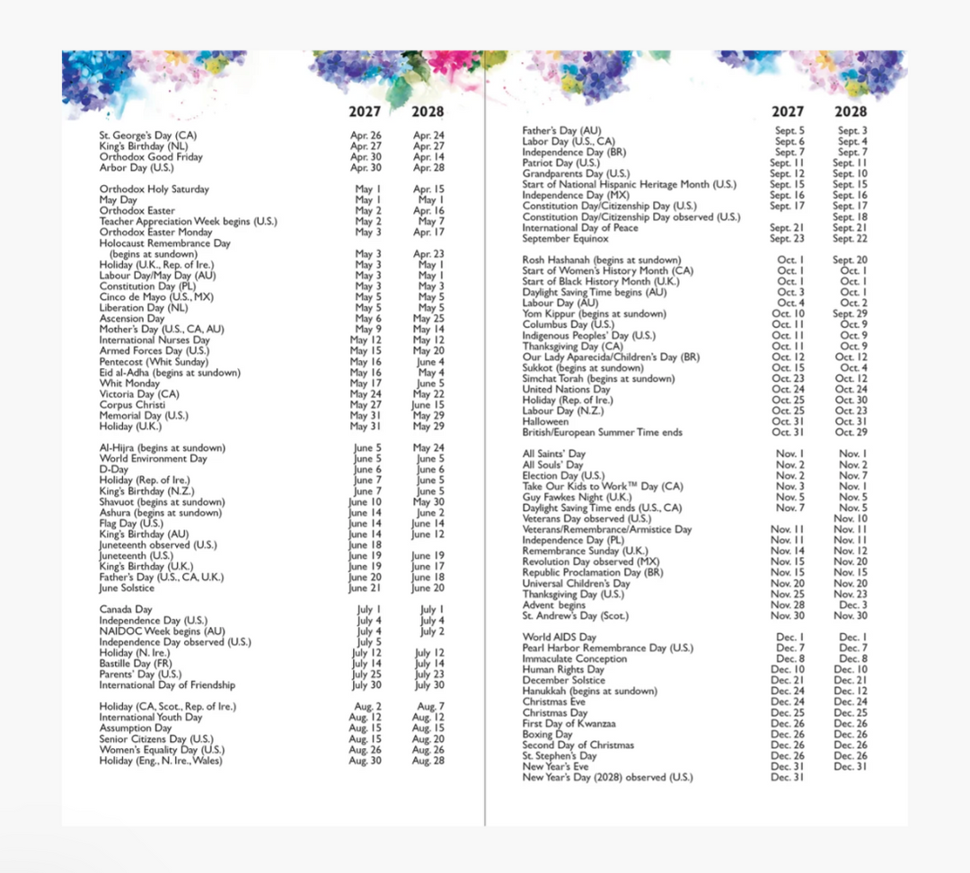Peter Pauper Press 2027-28 2 Year Pocket Planner - Hydrangeas