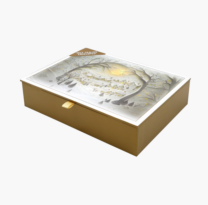 Deluxe Boxed Christmas Cards - Wintry Village