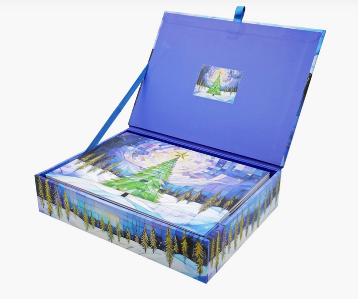 Deluxe Boxed Christmas Cards - Stained Glass Christmas Tree