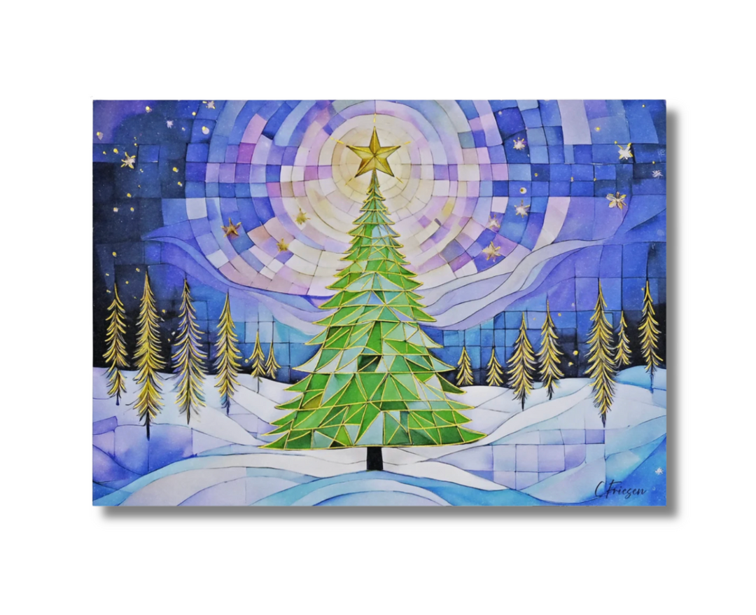 Deluxe Boxed Christmas Cards - Stained Glass Christmas Tree