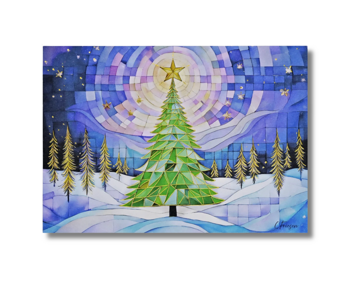 Deluxe Boxed Christmas Cards - Stained Glass Christmas Tree