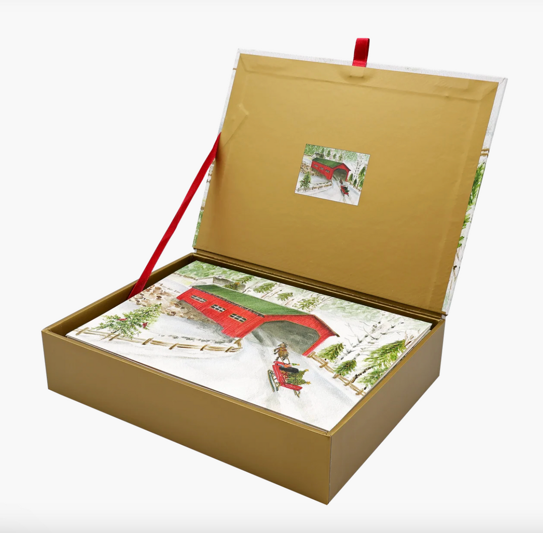 Deluxe Boxed Christmas Cards - Snowy Sleigh Ride