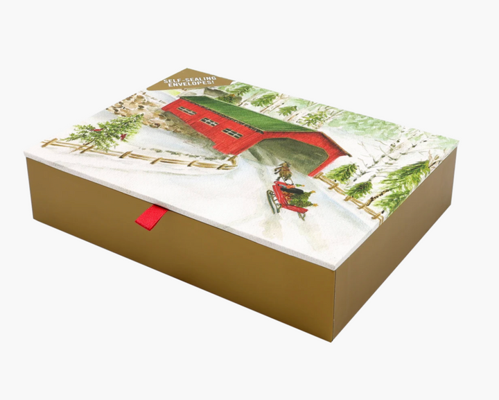 Deluxe Boxed Christmas Cards - Snowy Sleigh Ride