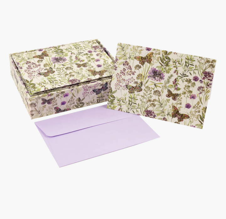 Boxed Everyday Note Cards - Amethyst Butterflies