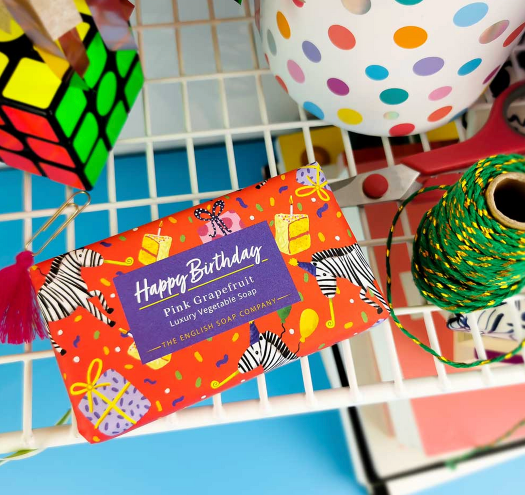 Happy Birthday Soap Bar - Pink Grapefruit Zebra