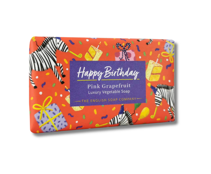 Happy Birthday Soap Bar - Pink Grapefruit Zebra