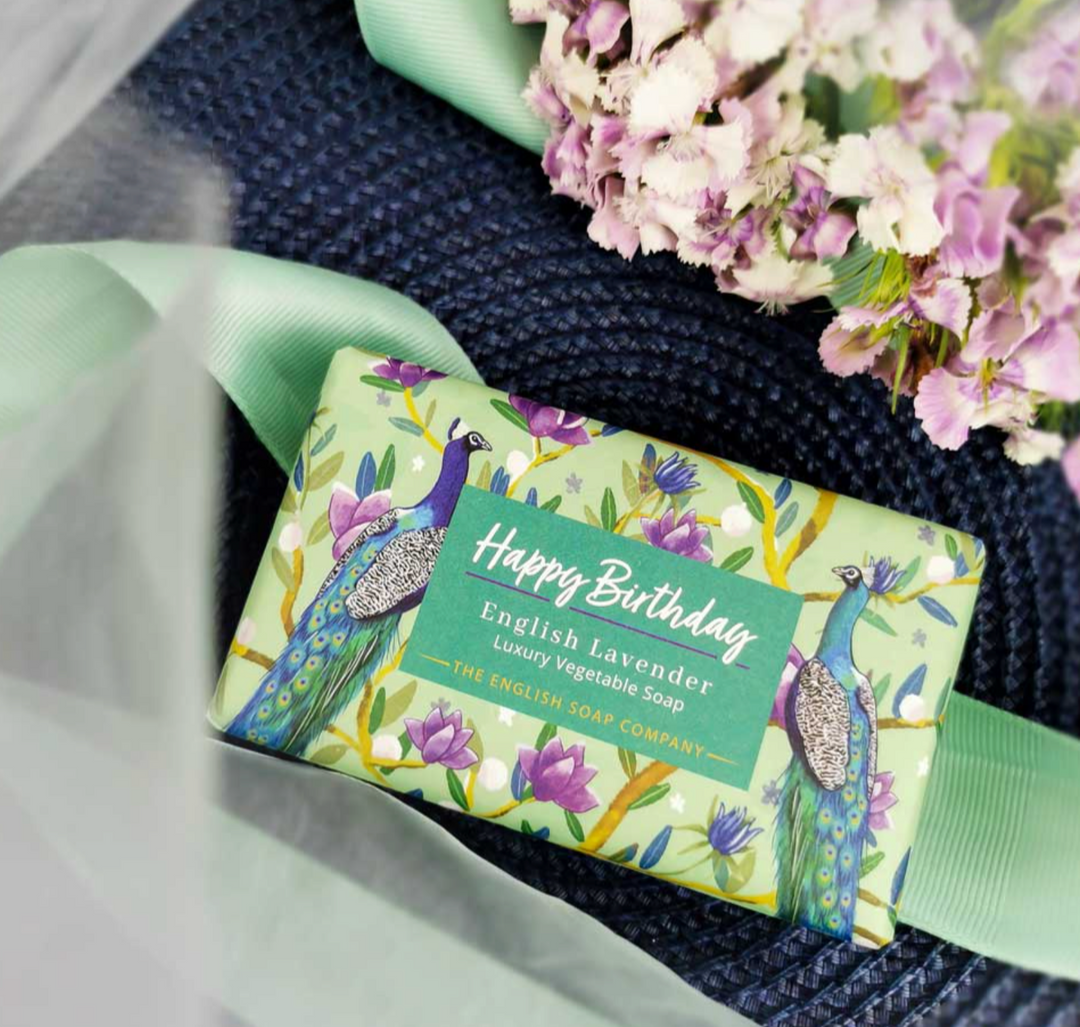 Happy Birthday Soap Bar - Lavender Peacock