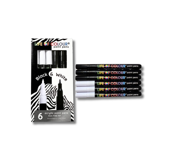 Life of Colour 1mm Acrylic Paint Pens - Set of 6
