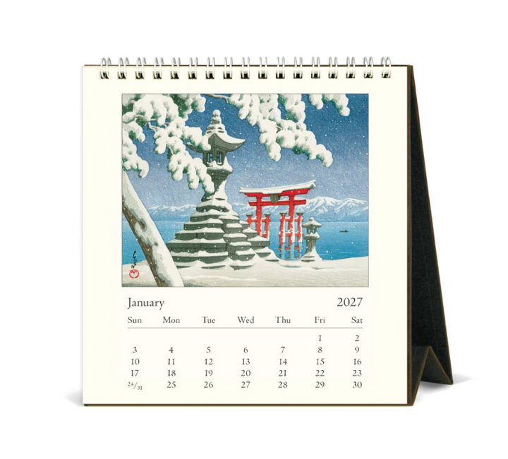 Cavallini 2027 Desk Calendar - Japanese Woodblocks