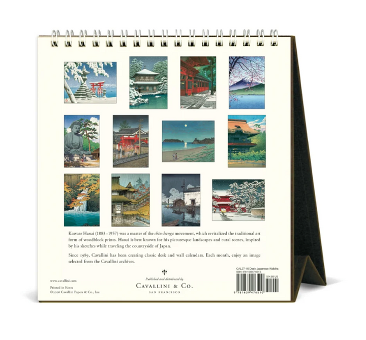 Cavallini 2027 Desk Calendar - Japanese Woodblocks