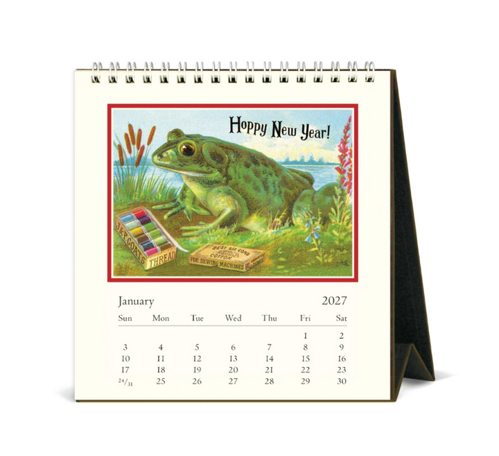 Cavallini 2027 Desk Calendar - Frogs & Friends