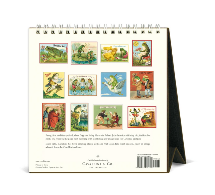 Cavallini 2027 Desk Calendar - Frogs & Friends