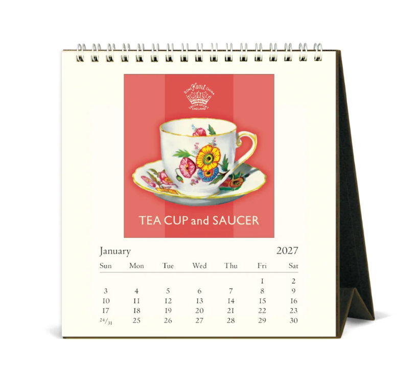 Cavallini 2027 Desk Calendar - Tea Time