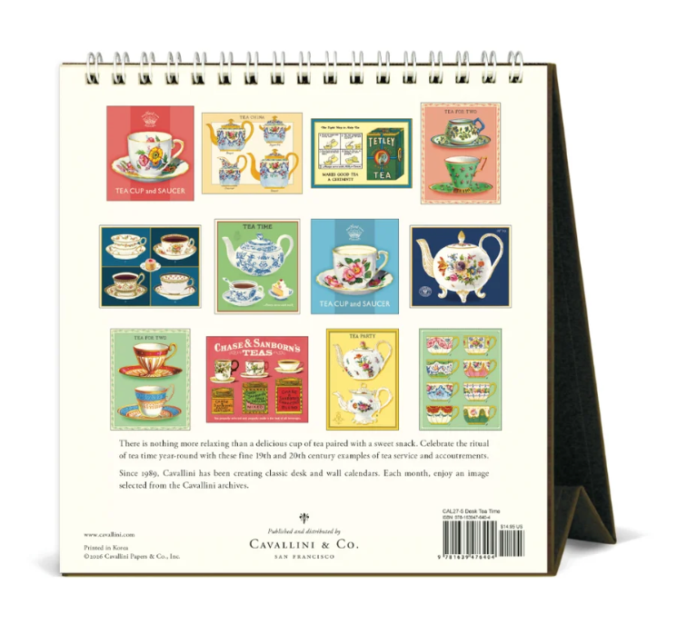 Cavallini 2027 Desk Calendar - Tea Time