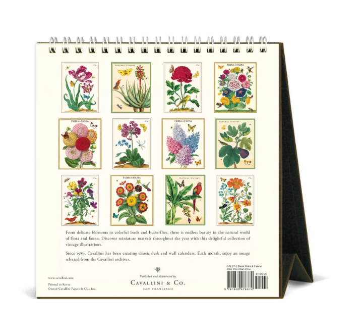 Cavallini 2027 Desk Calendar - Flora & Fauna