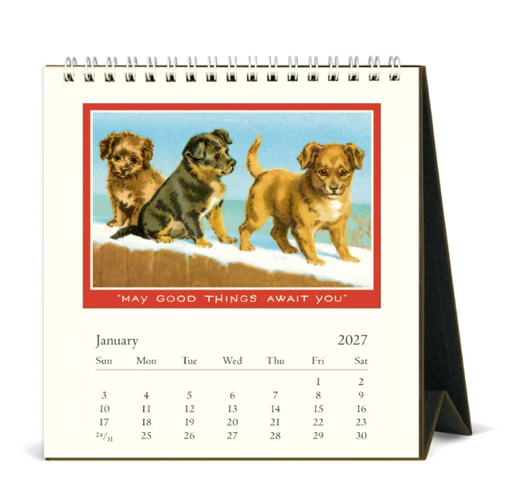 Cavallini 2027 Desk Calendar - Vintage Dogs