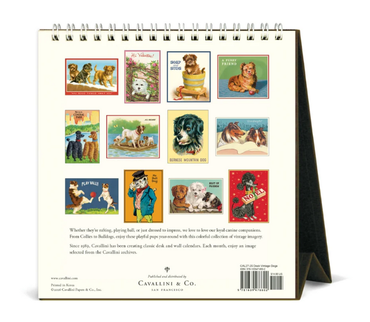 Cavallini 2027 Desk Calendar - Vintage Dogs