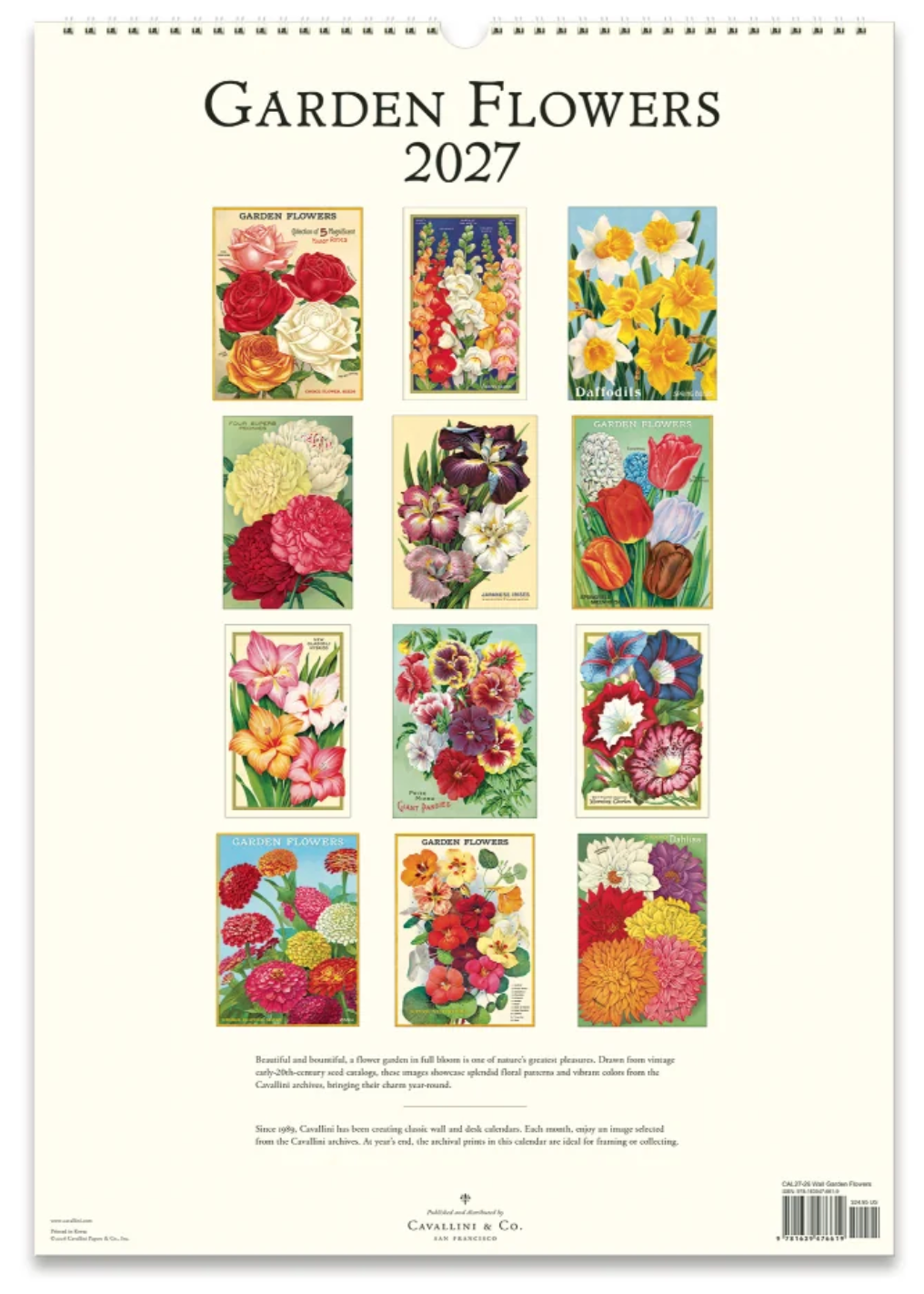Cavallini 2027 Wall Calendar - Garden Flowers