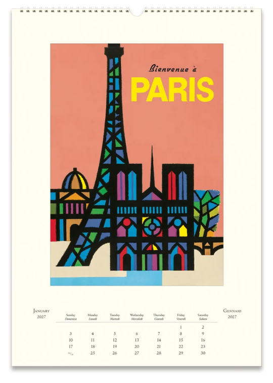 Cavallini 2027 Wall Calendar - Paris