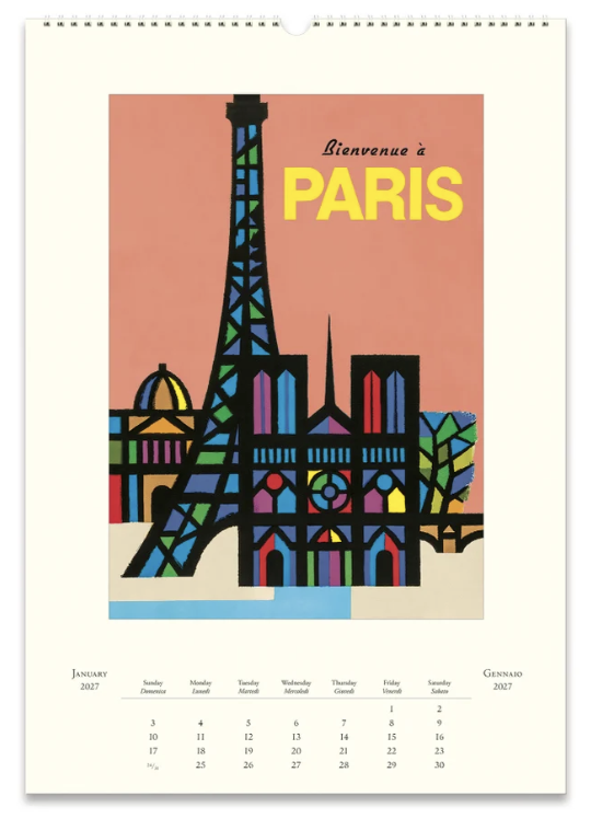 Cavallini 2027 Wall Calendar - Paris