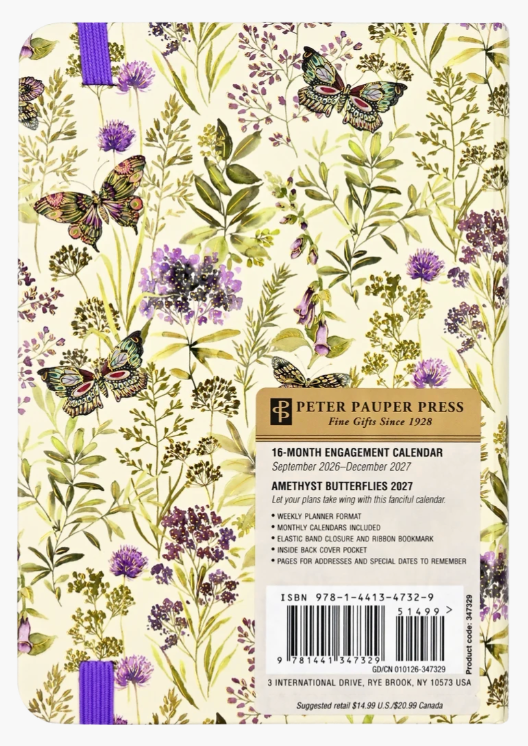 Peter Pauper Press 2027 Weekly Planner - Amethyst Butterflies