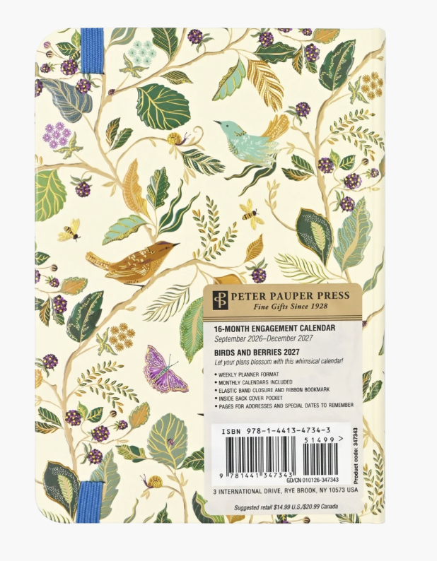 Peter Pauper Press 2027 Weekly Planner - Birds & Berries
