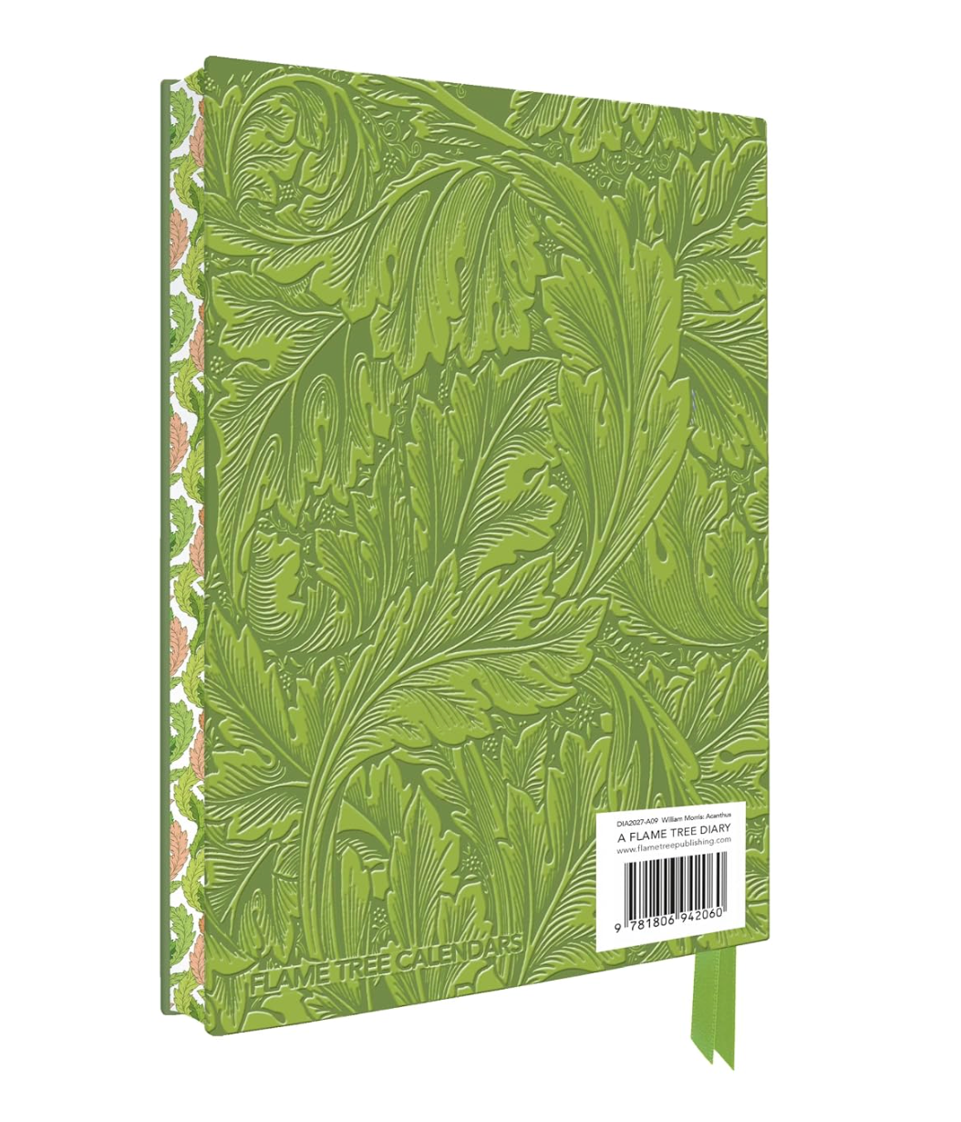 Flame Tree 2027 Leather Diary - William Morris - Acanthus