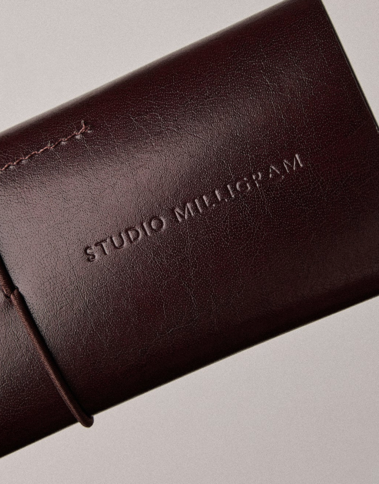 Studio Milligram Recycled Leather Pen Case - Burgundy