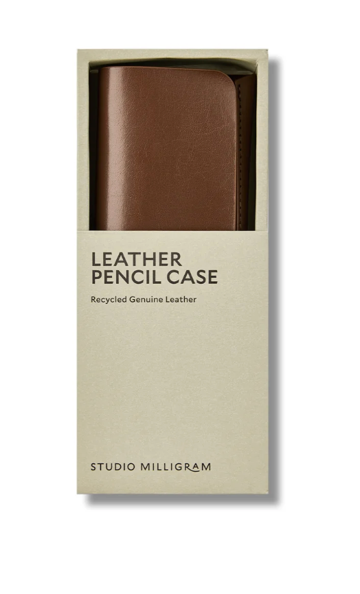 Studio Milligram Recycled Leather Pen Case - Chocolate