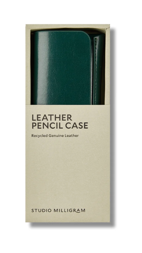 Studio Milligram Recycled Leather Pen Case - Forest