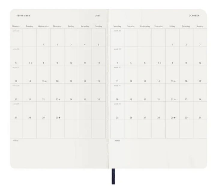 Moleskine 2027 Weekly Large Soft Cover Diary - Sapphire Blue