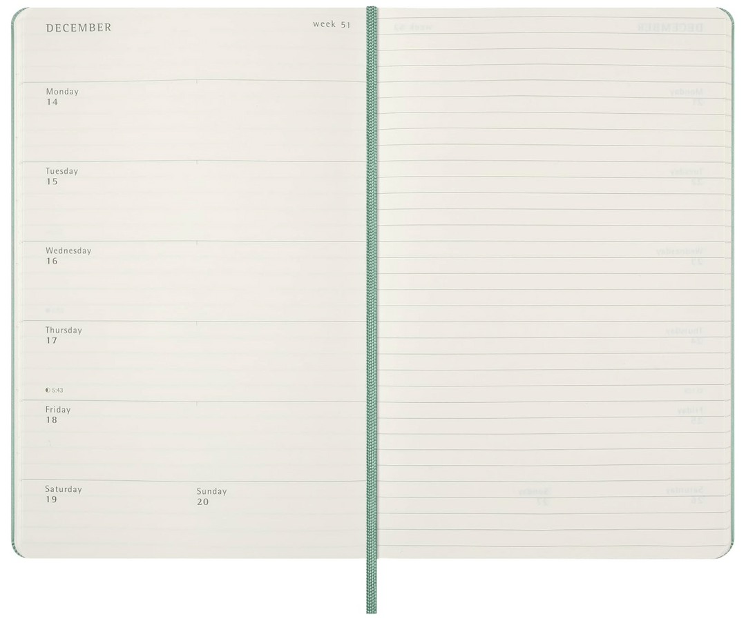 Moleskine 2027 Weekly Large Hard Cover Diary - Sage Green