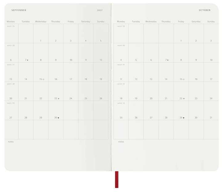 Moleskine 2027 Weekly Large Soft Cover Diary - Scarlet