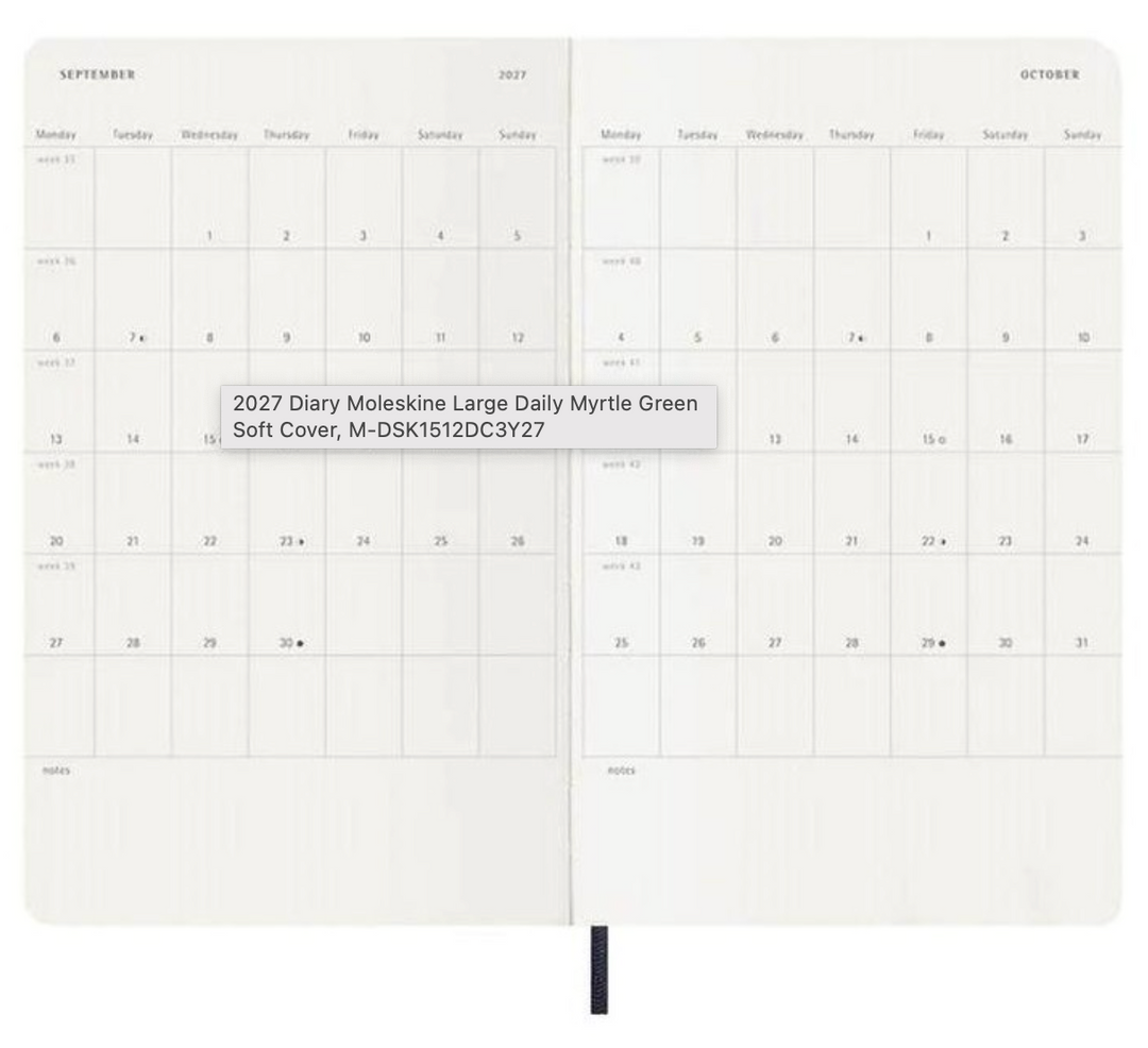 Moleskine 2027 Daily Diary Soft Cover Large - Myrtle