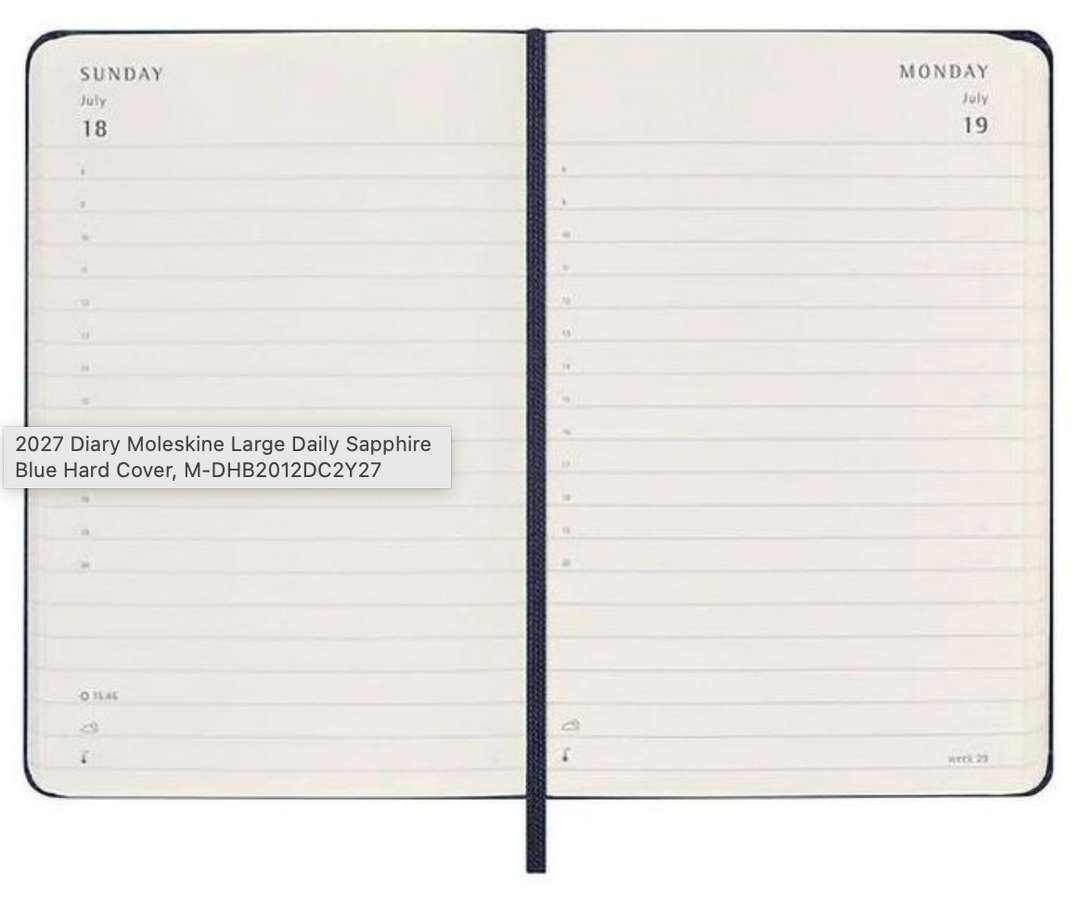 Moleskine 2027 Daily Diary Soft Cover Large - Sapphire