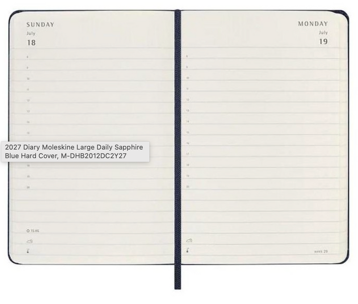 Moleskine 2027 Daily Diary Soft Cover Large - Sapphire