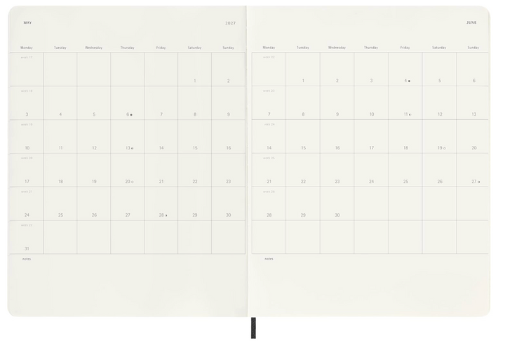 Moleskine 2027 Weekly Diary Soft Cover XL - Black