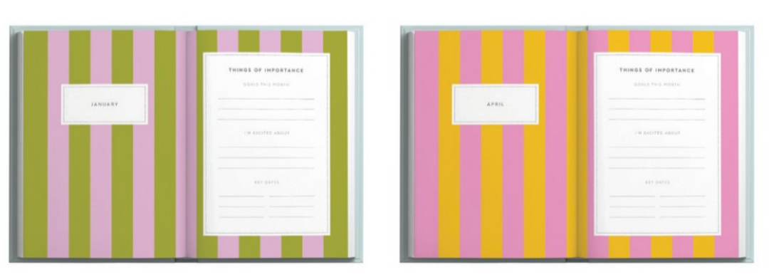 Kaleido A5 Hard Cover 2027 Diary - Blue and Orange Stripe