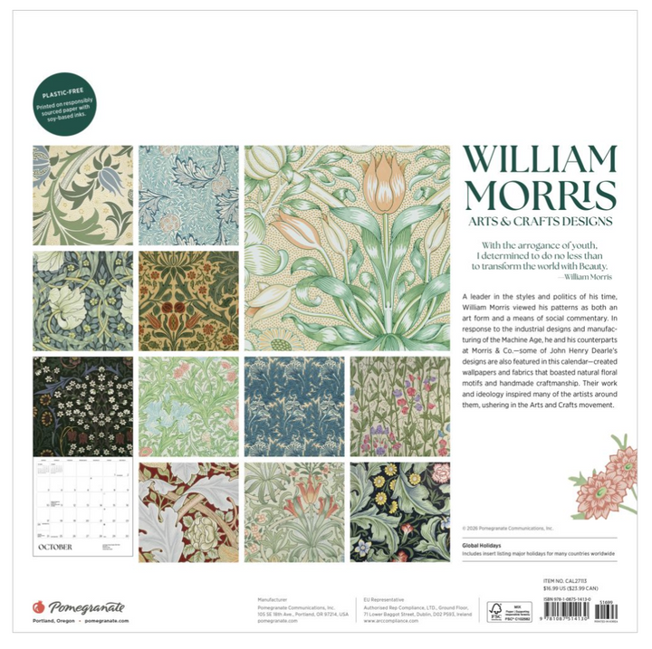 Pomegranate 2027 Calendar - William Morris